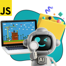Язык программирования JavaScript + AI. Проектное обучение + геймификация + AI-помощники - КИБЕРшкола программирования для детей, компьютерные курсы для школьников, начинающих и подростков - KIBERone г. Артём